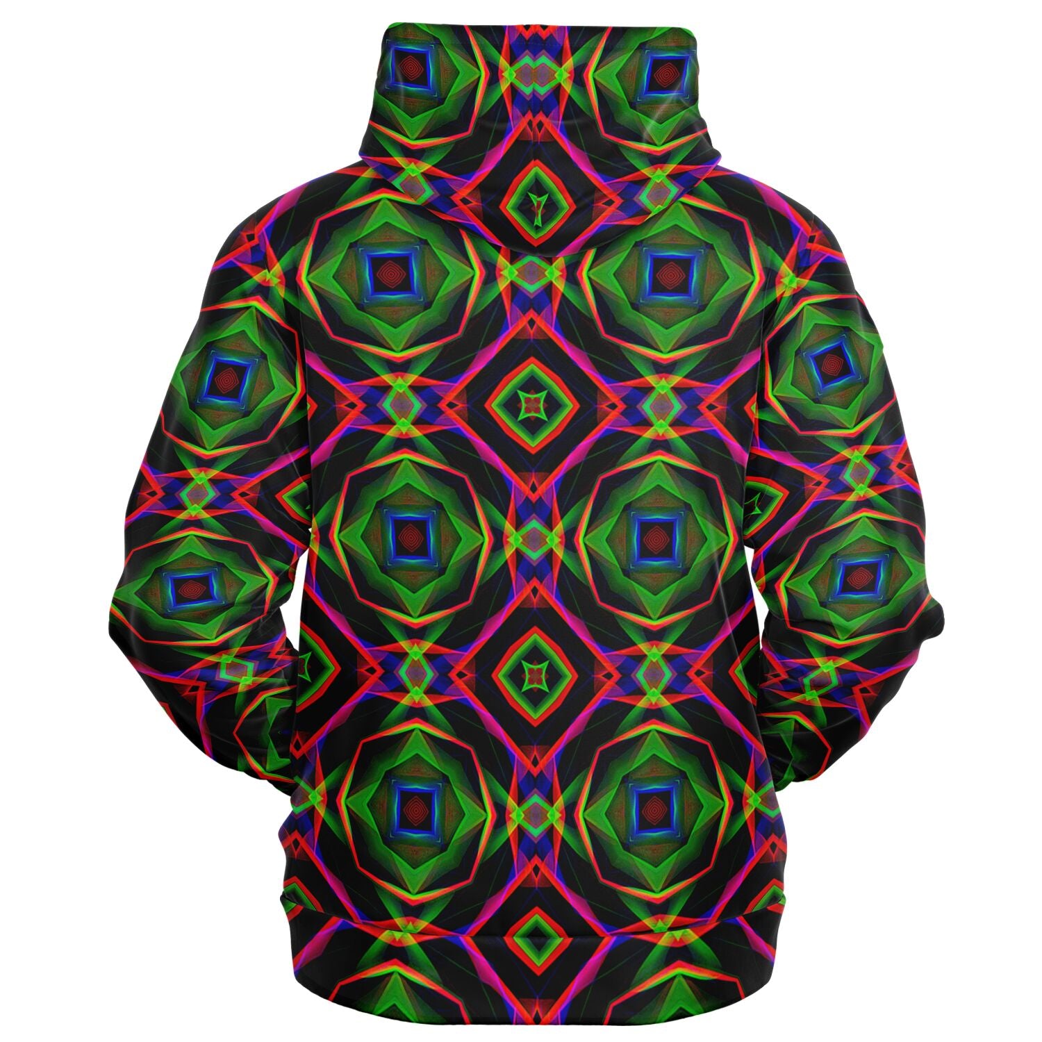 Electric Rainbow on Black Abstract Pattern Zip-Up Hoodie