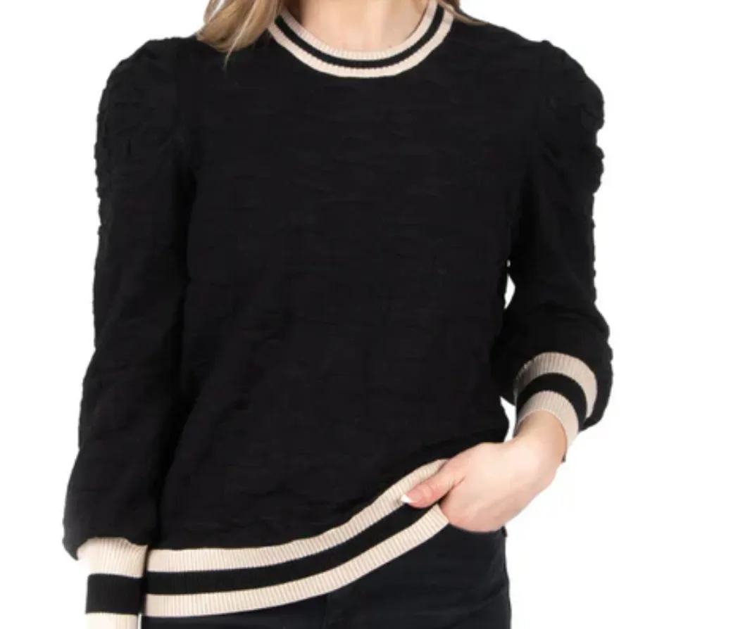 Emily McCarthy Julia Sweater in Black Knit Cheetah