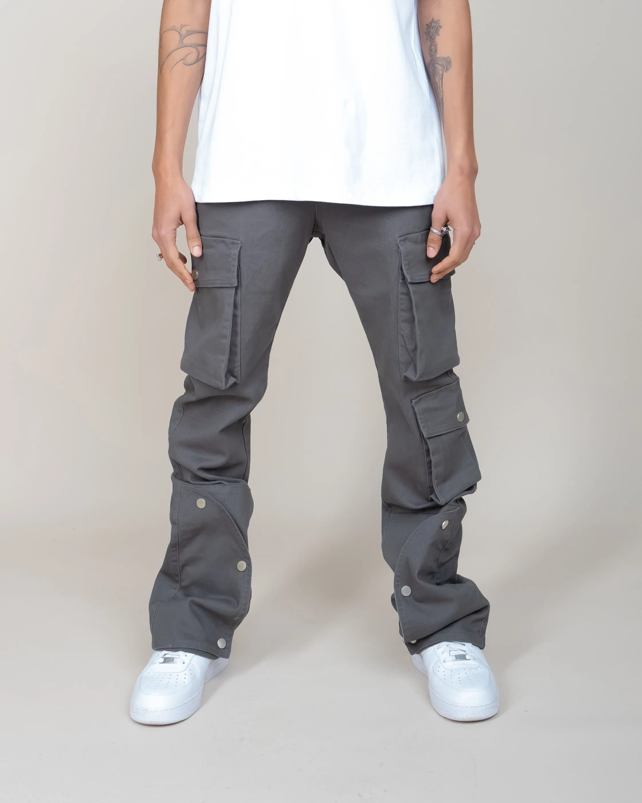 EPTM CLEAN POCKET FLARE PANTS - GREY