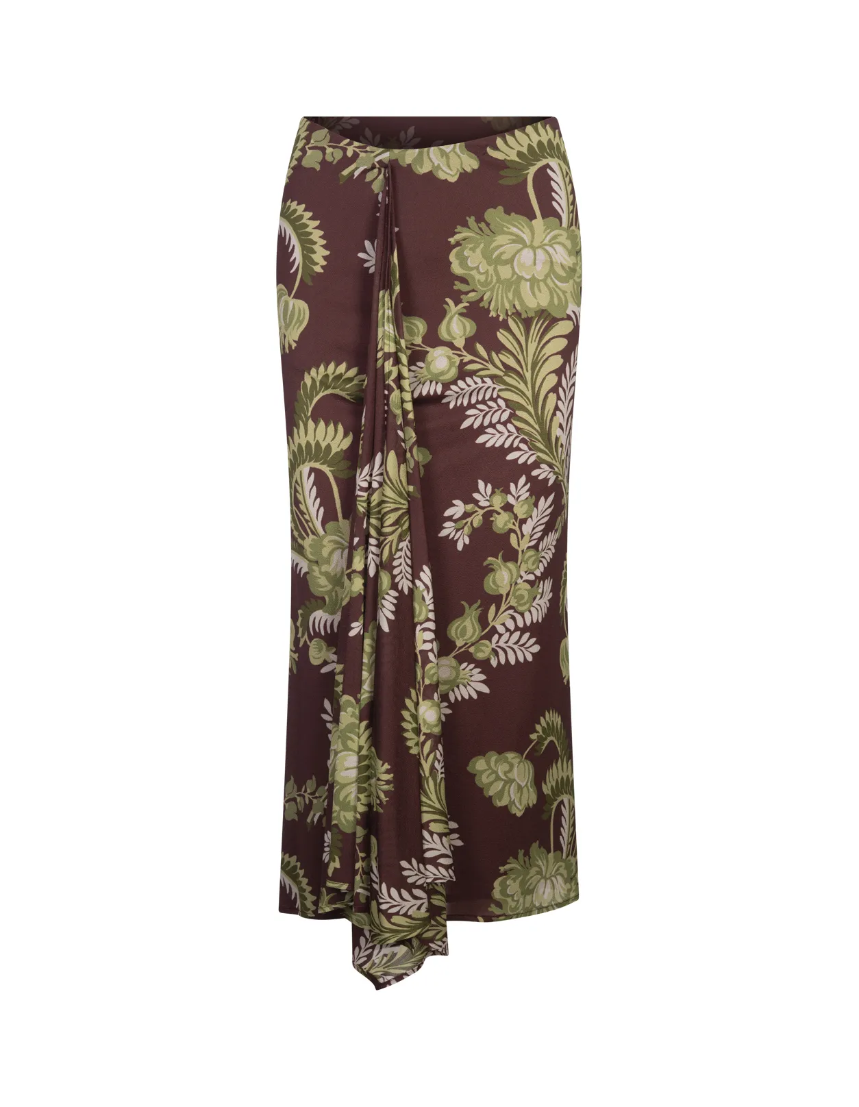 ETRO Bordeaux Midi Skirt With Floral Foliage Print