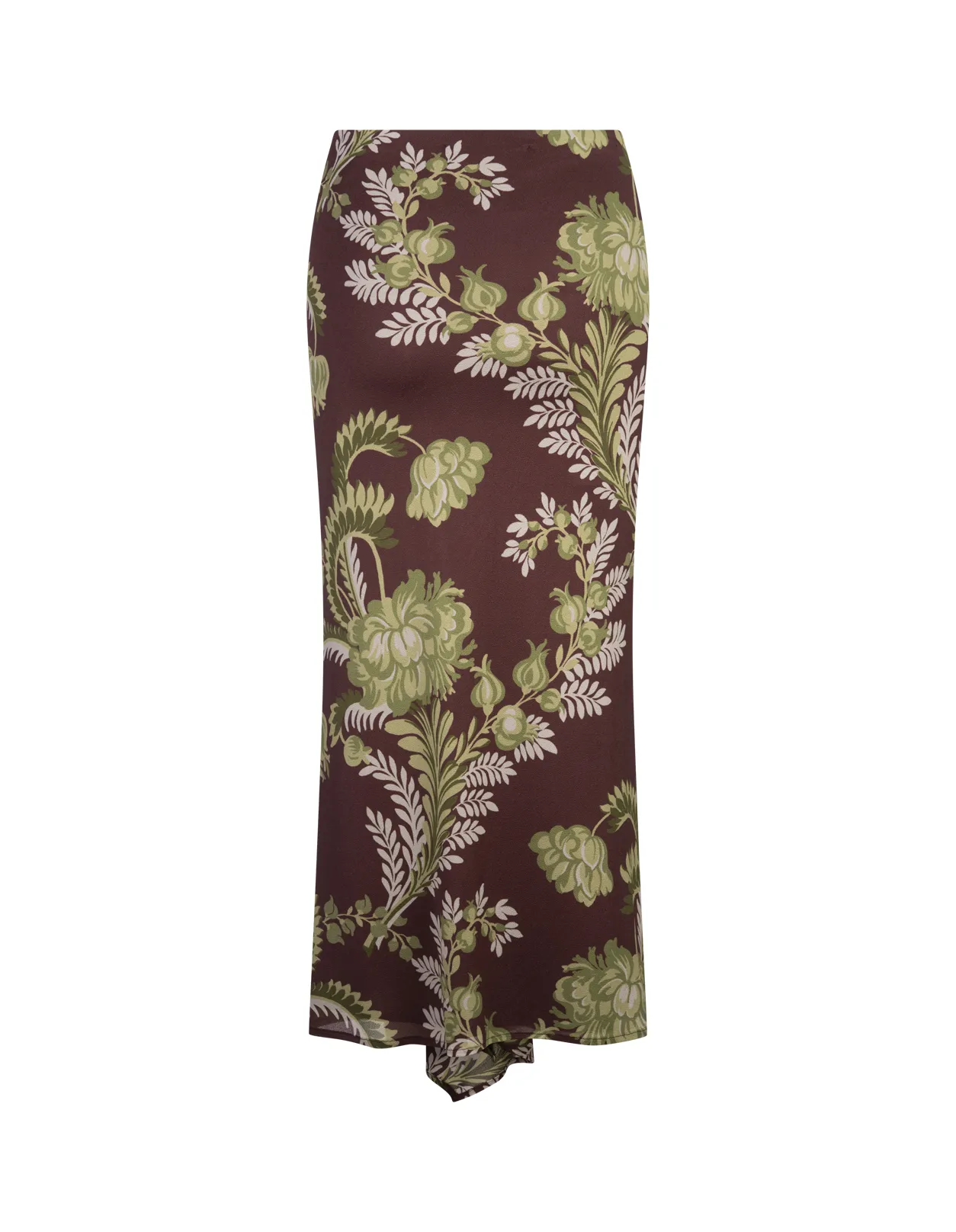 ETRO Bordeaux Midi Skirt With Floral Foliage Print