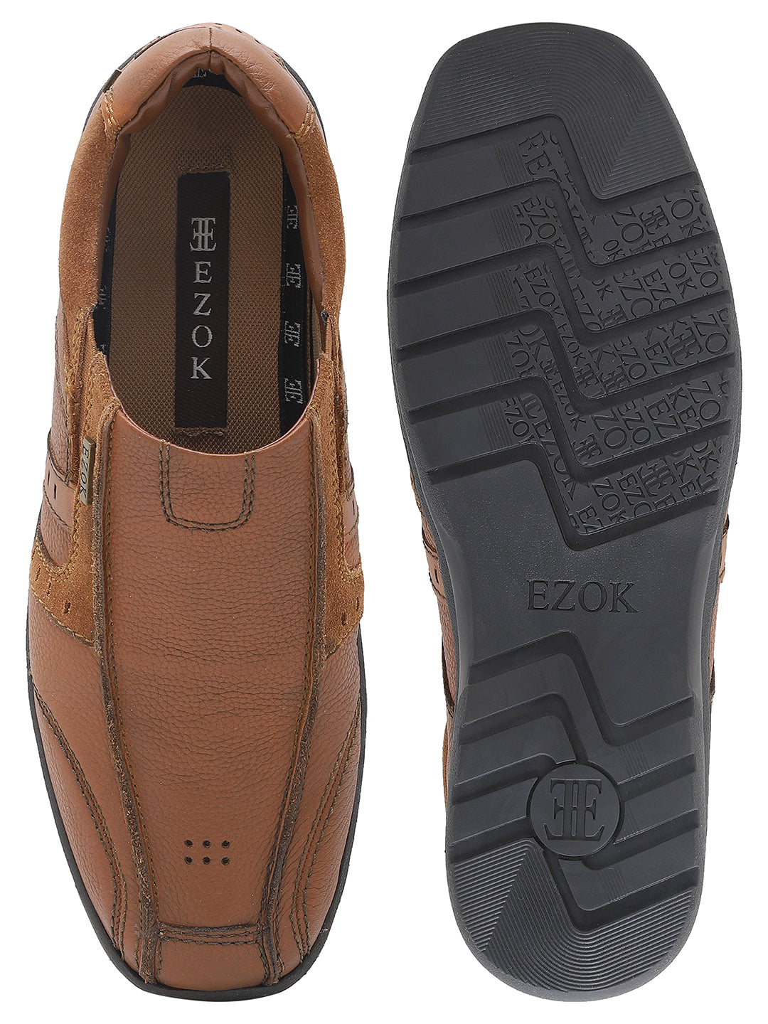 Ezok Men's Genuine Leather Slip-Ons Shoes