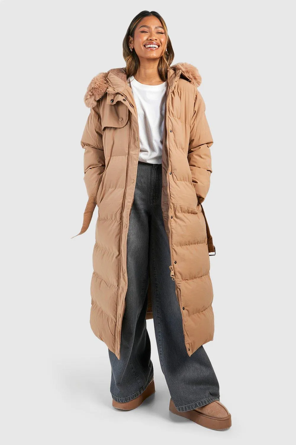 Faux Fur Trim Parka