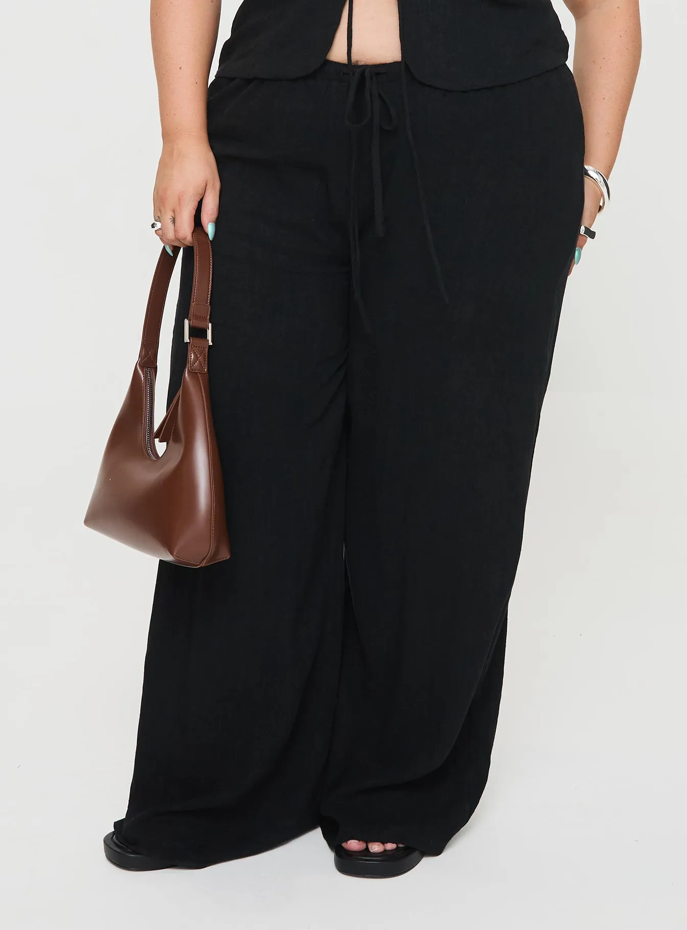 Felipe Linen Blend Pants Black Curve