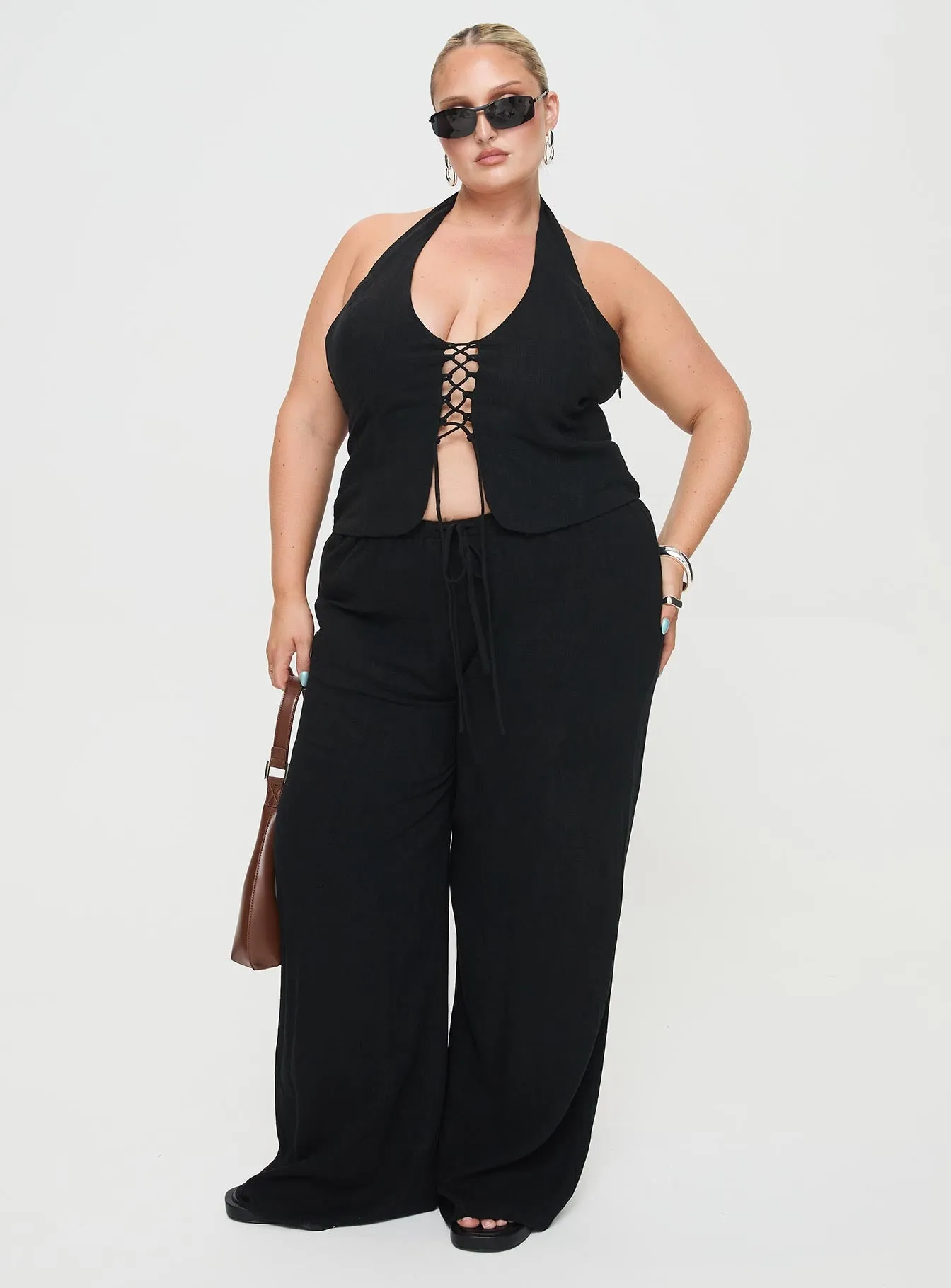 Felipe Linen Blend Pants Black Curve