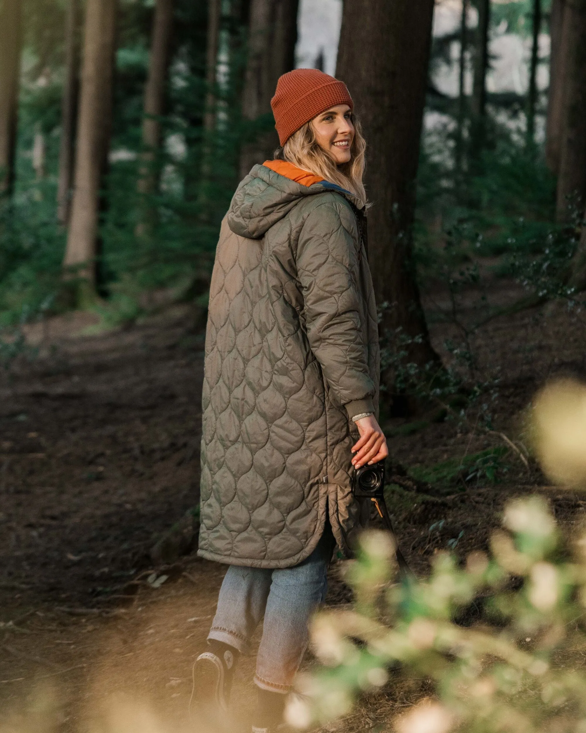 Flora 2.0 langer recycelter isolierter Parka - Staubige Olive