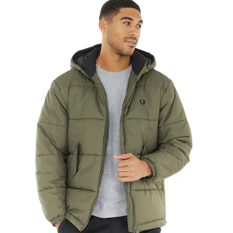 Fred Perry Mens Quilted Parka Uniform Green