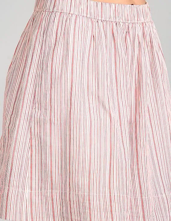 GAP Women Red Linen Stripe Mini Skirt