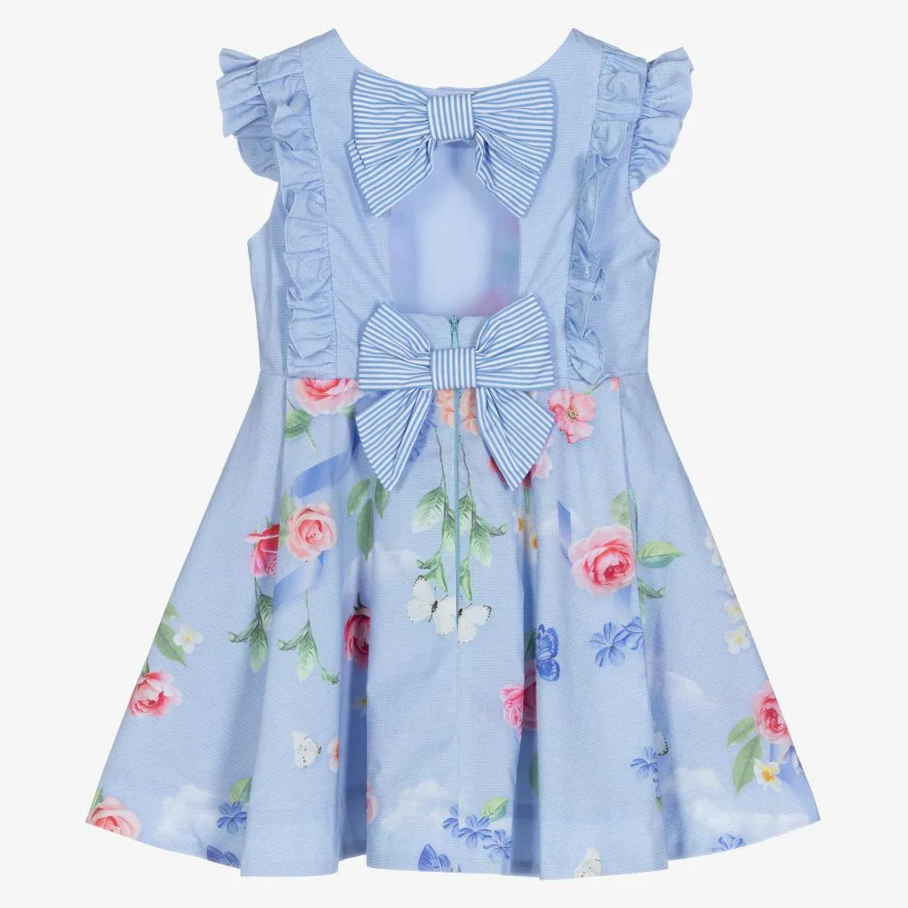 Girls Blue Floral Dress