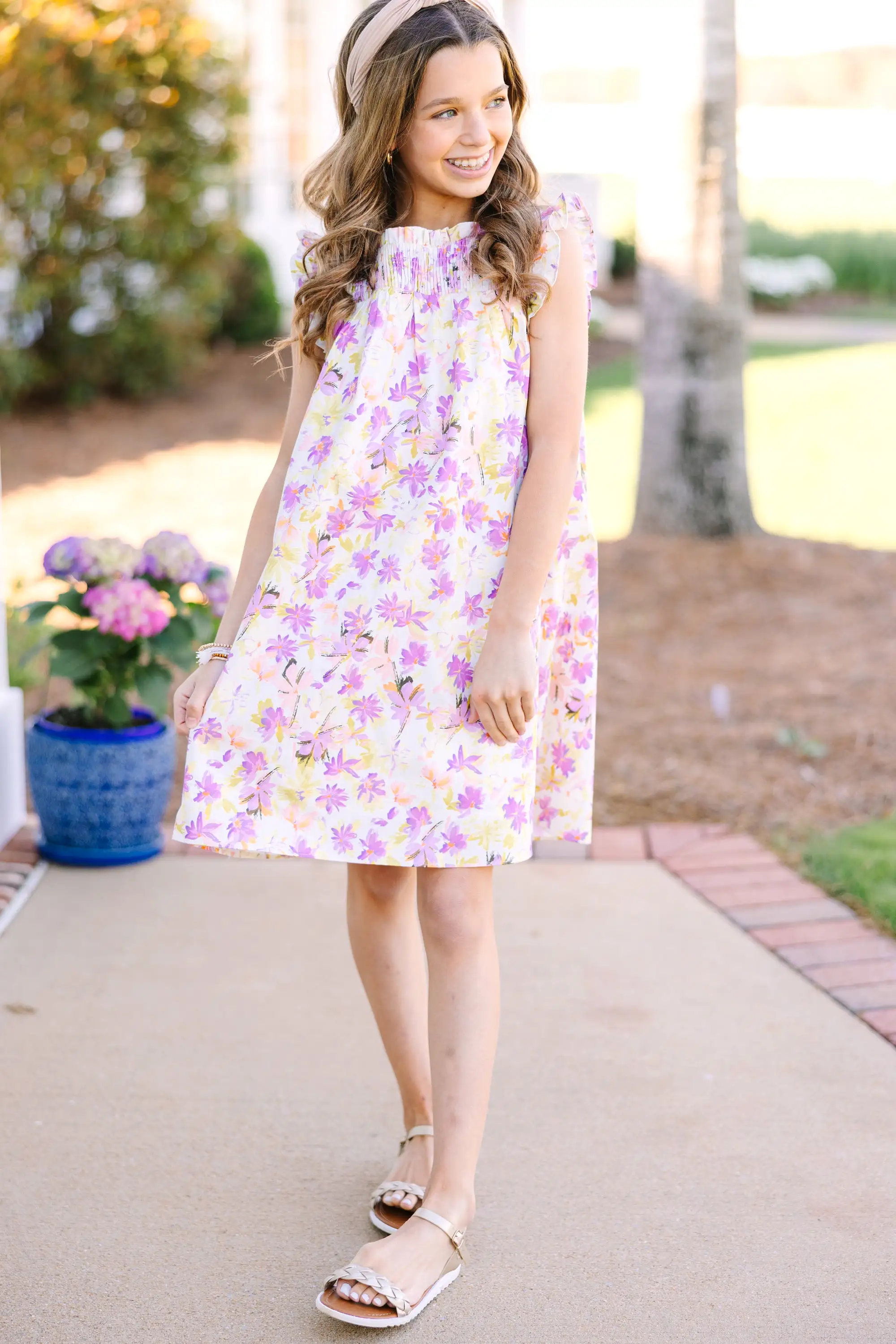 Girls: On The Lookout White Floral Dress