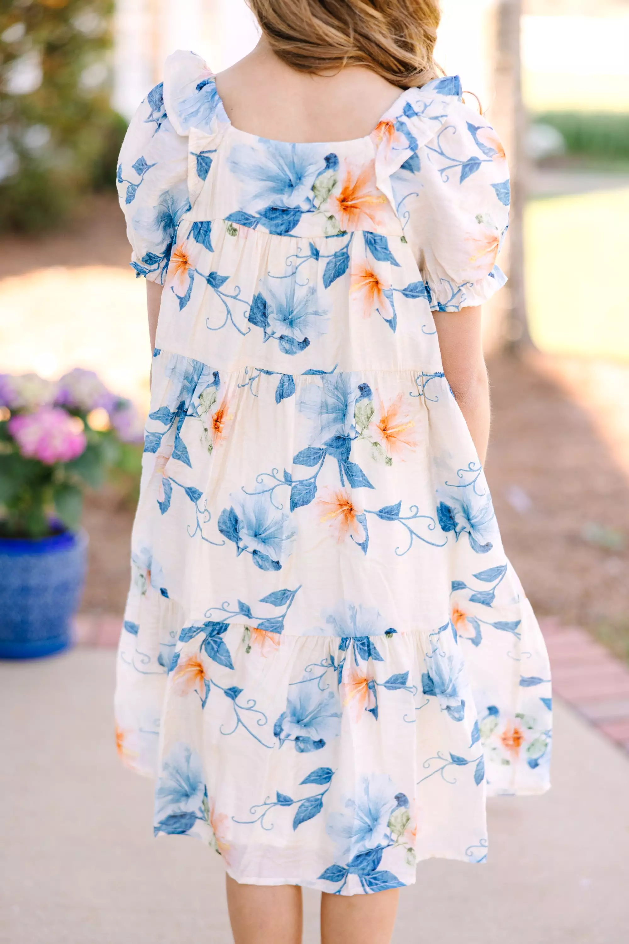 Girls: Sunny Days Ivory White Floral Dress