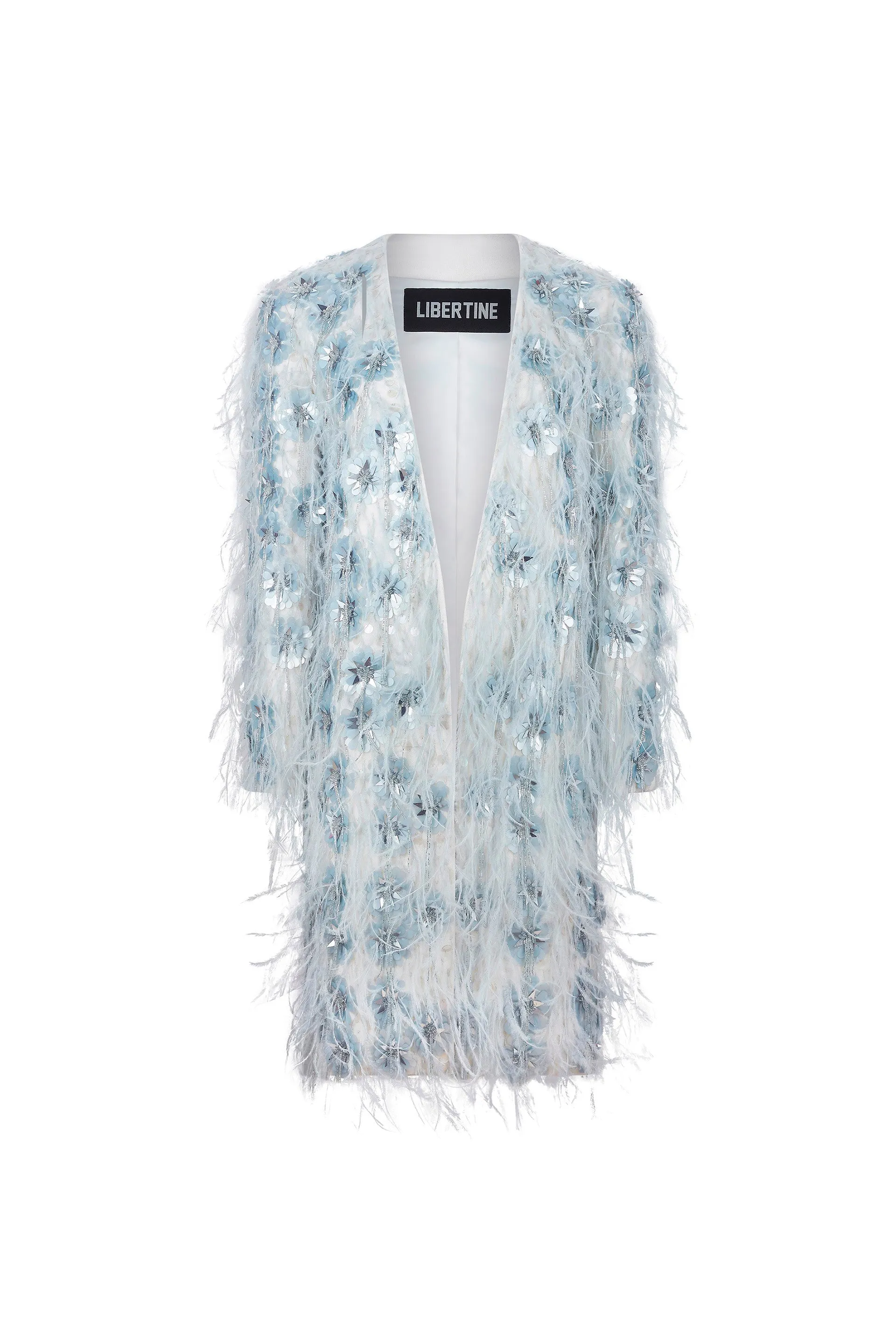 'GLISTENING BLUE' V-NECK COAT