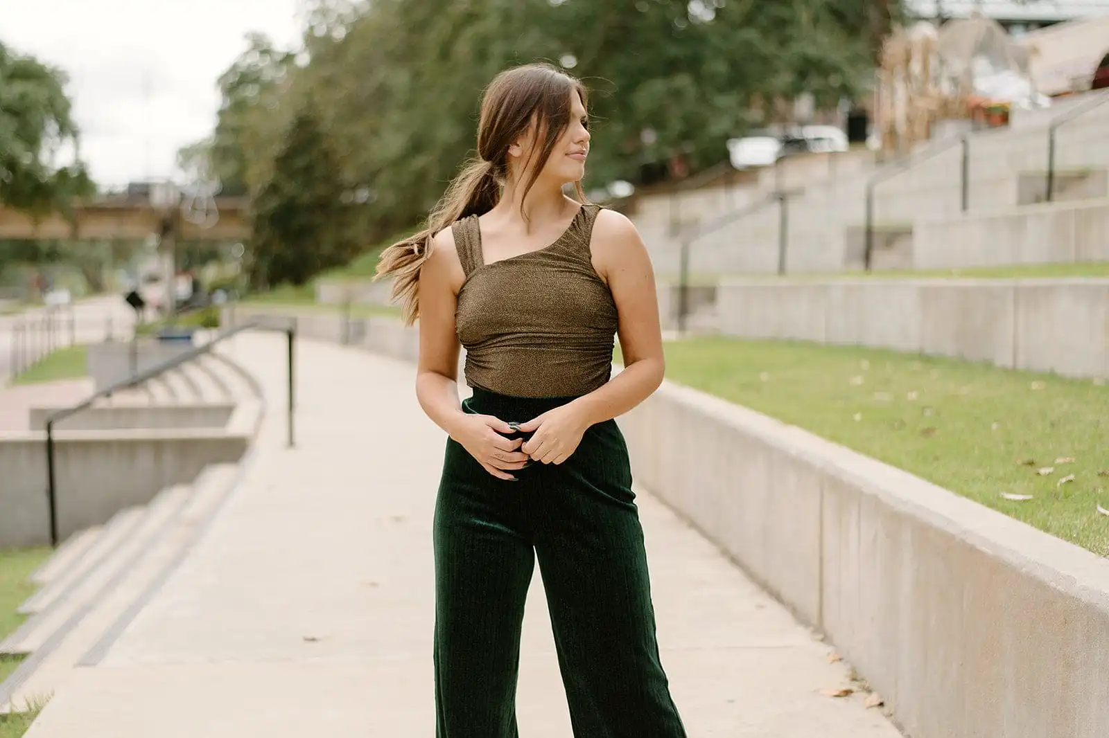 Gold Metallic Ruched Bodysuit