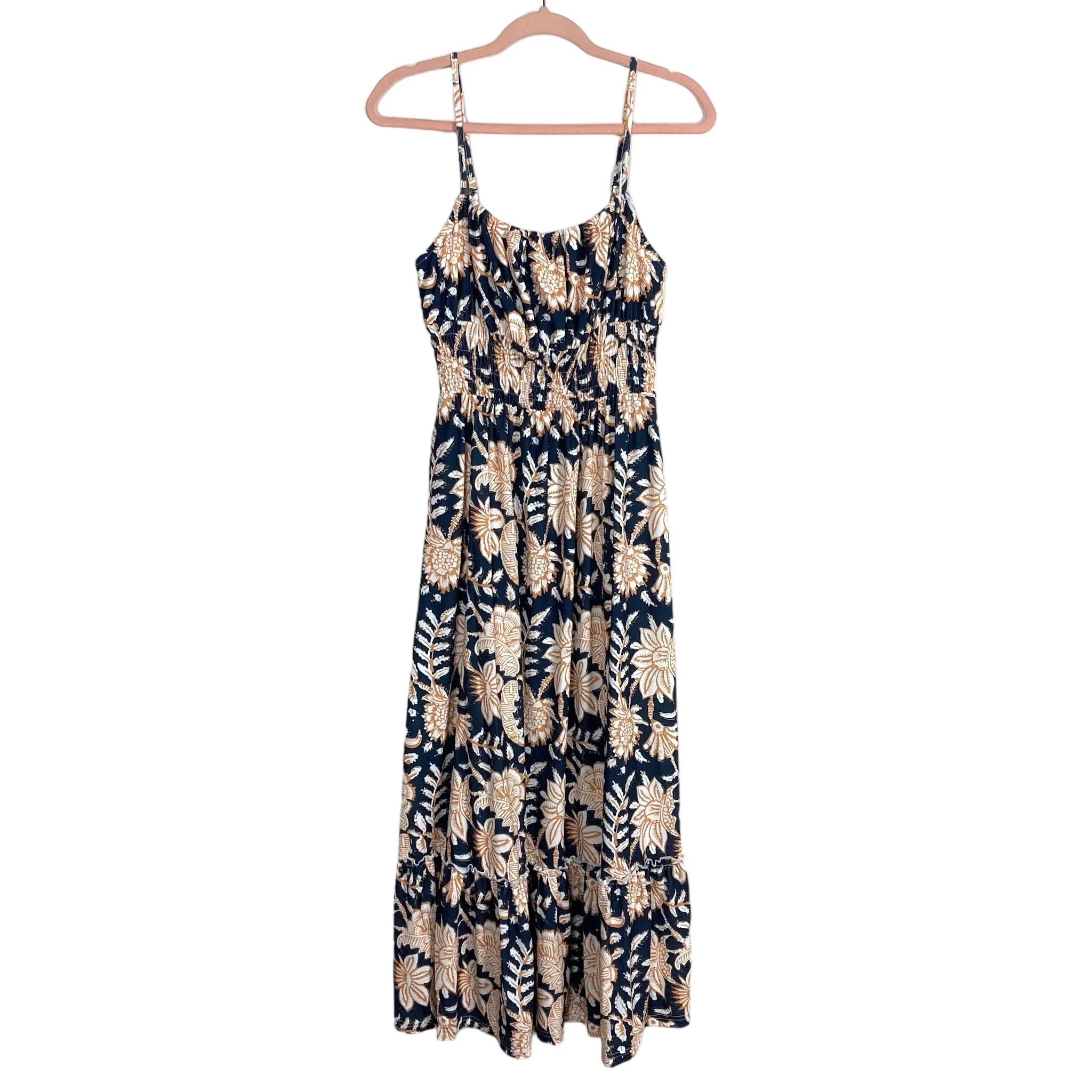 Grace Karin Navy Mustard Floral Dress NWT- Size S