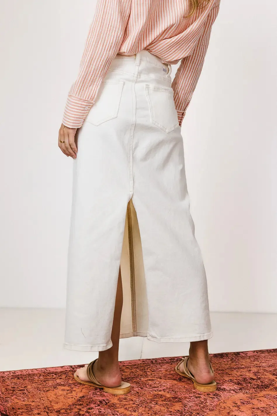 Harley Denim Midi Skirt in Cream - FINAL SALE