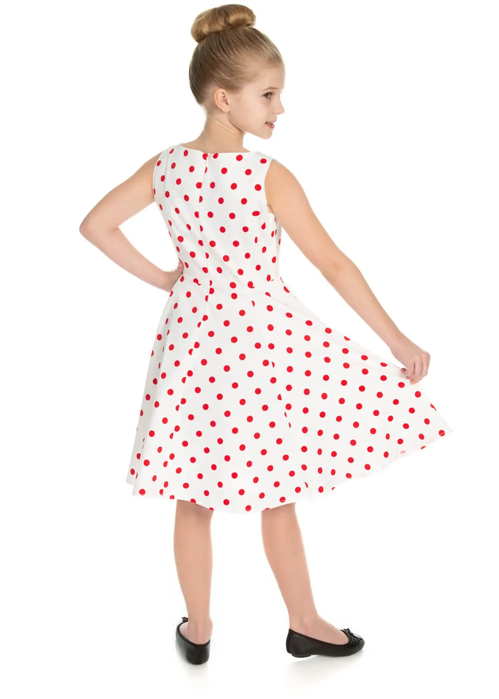 Hearts & Roses Kids Cindy Polkadot 50's Swing Dress White