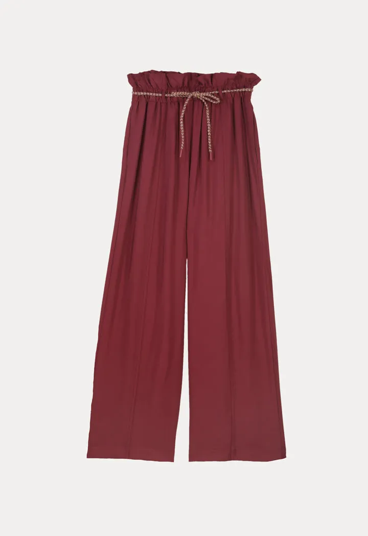 High Rise Ribbed Waist with Belt Trouser