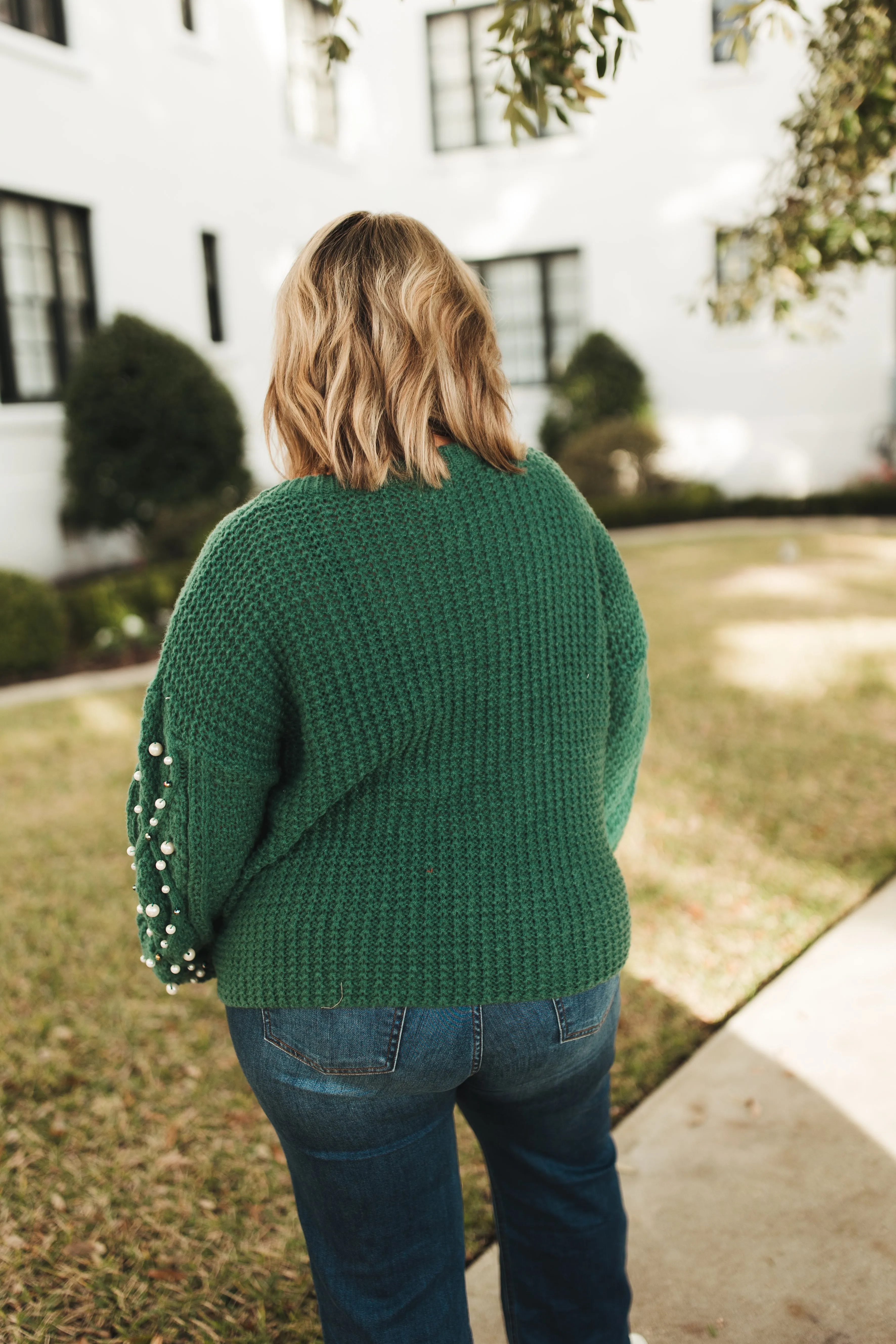 Hunter Pearl Beaded Cable Knit Sweater