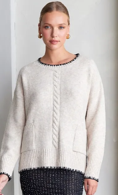 Illa Illa Natural Contrast Knit Sweater