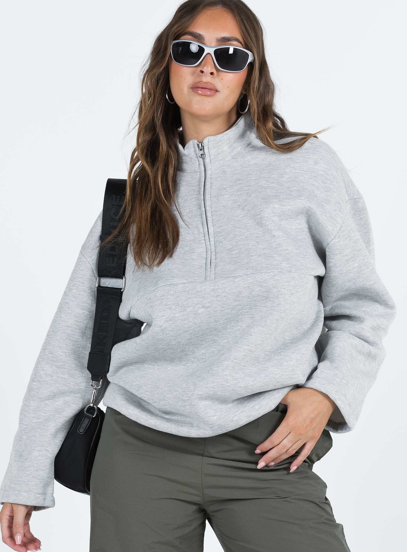 Jaimi Quarter Zip Sweater Grey Marle