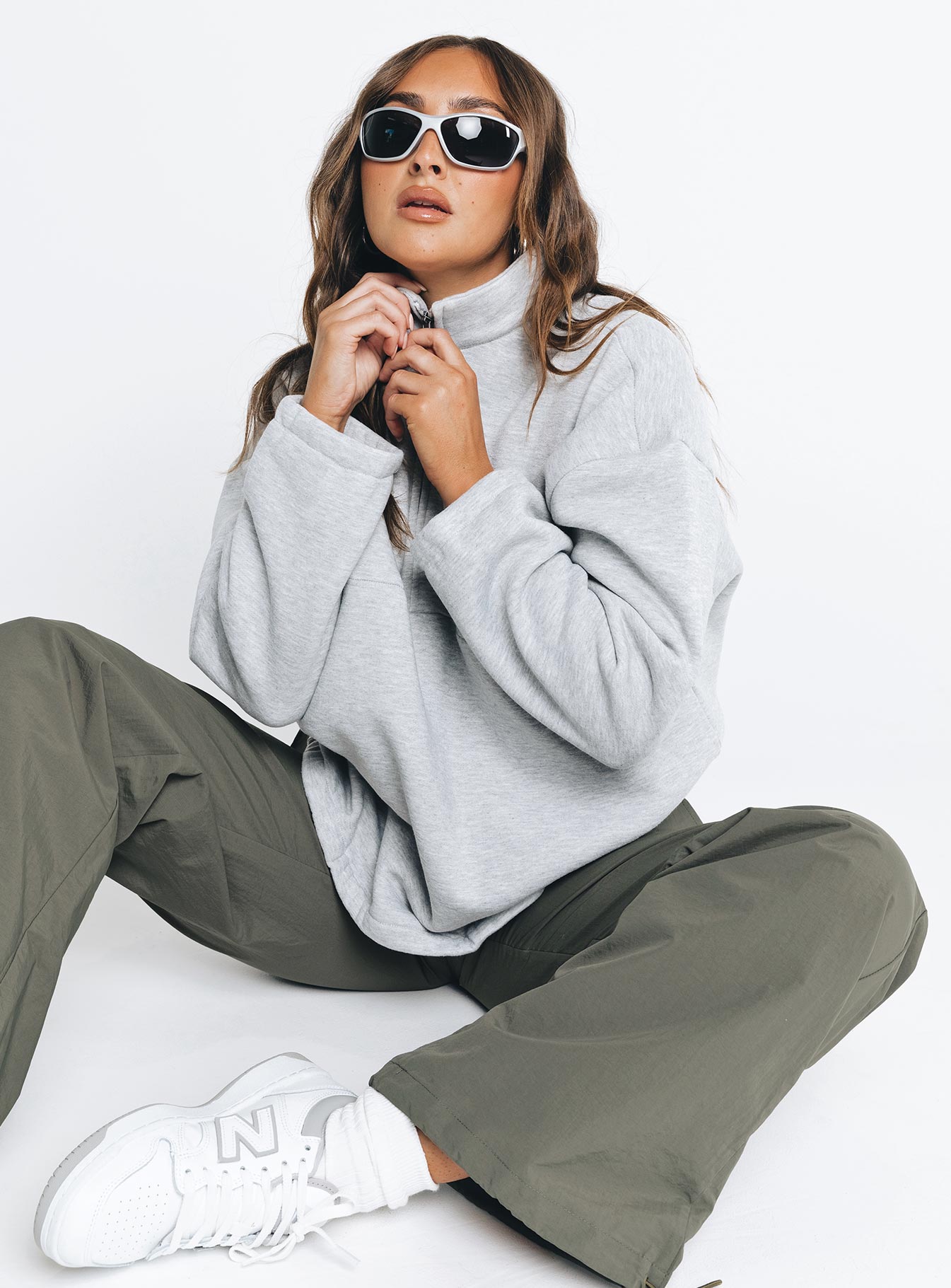 Jaimi Quarter Zip Sweater Grey Marle