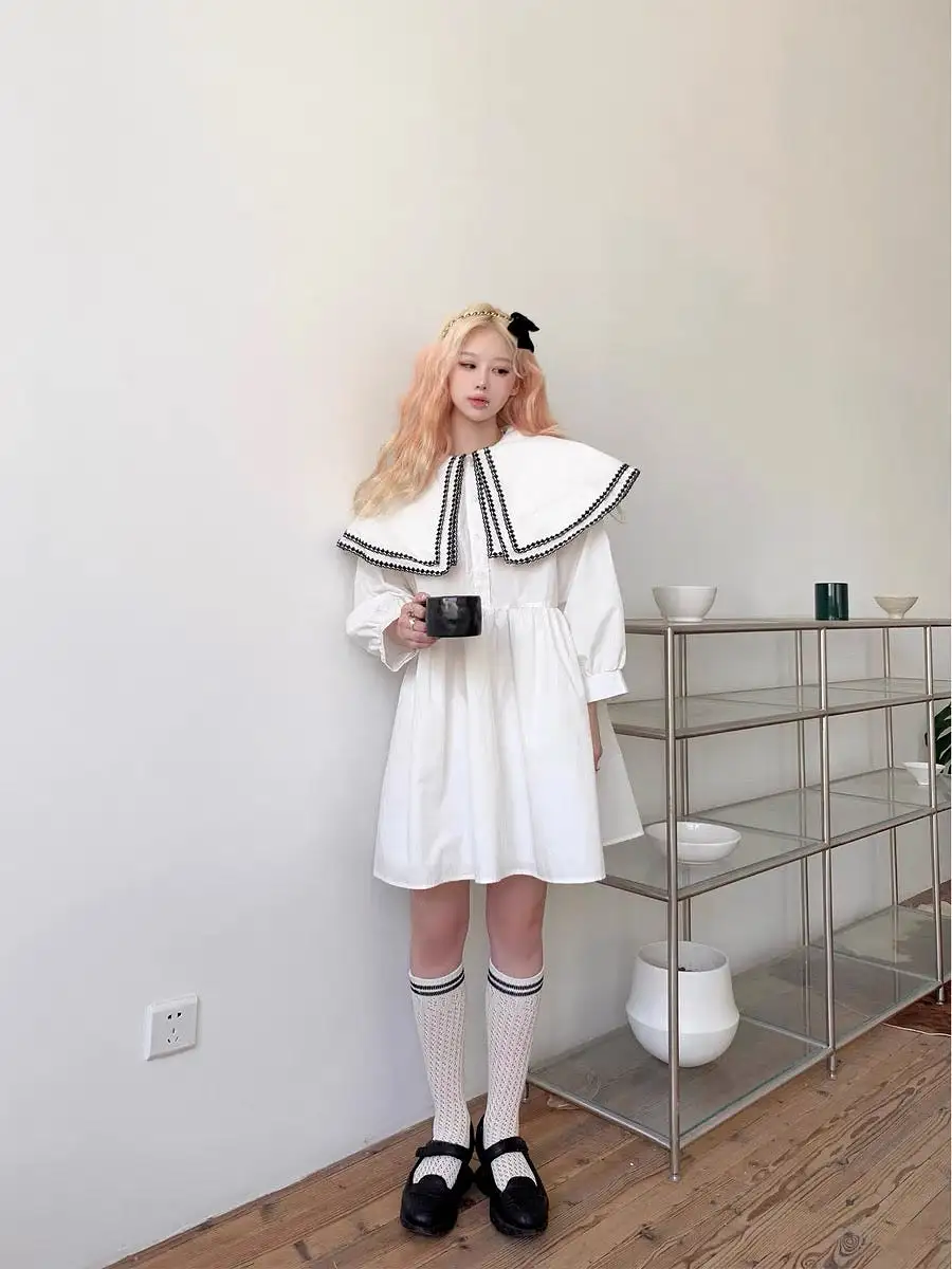 K-fashion double layered high waist dolly dress