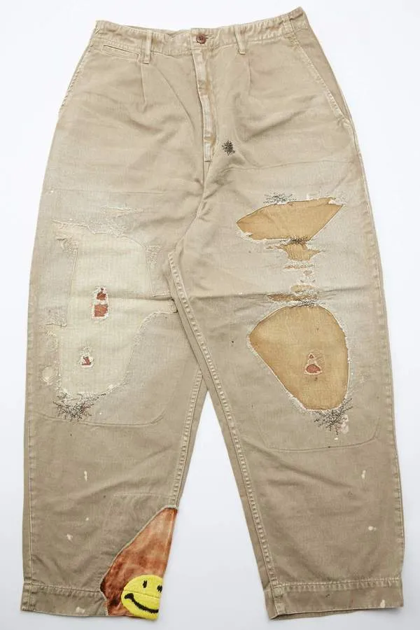 Katsuragi Lumber Jack Damaged High Waisted NIME Pants - Beige