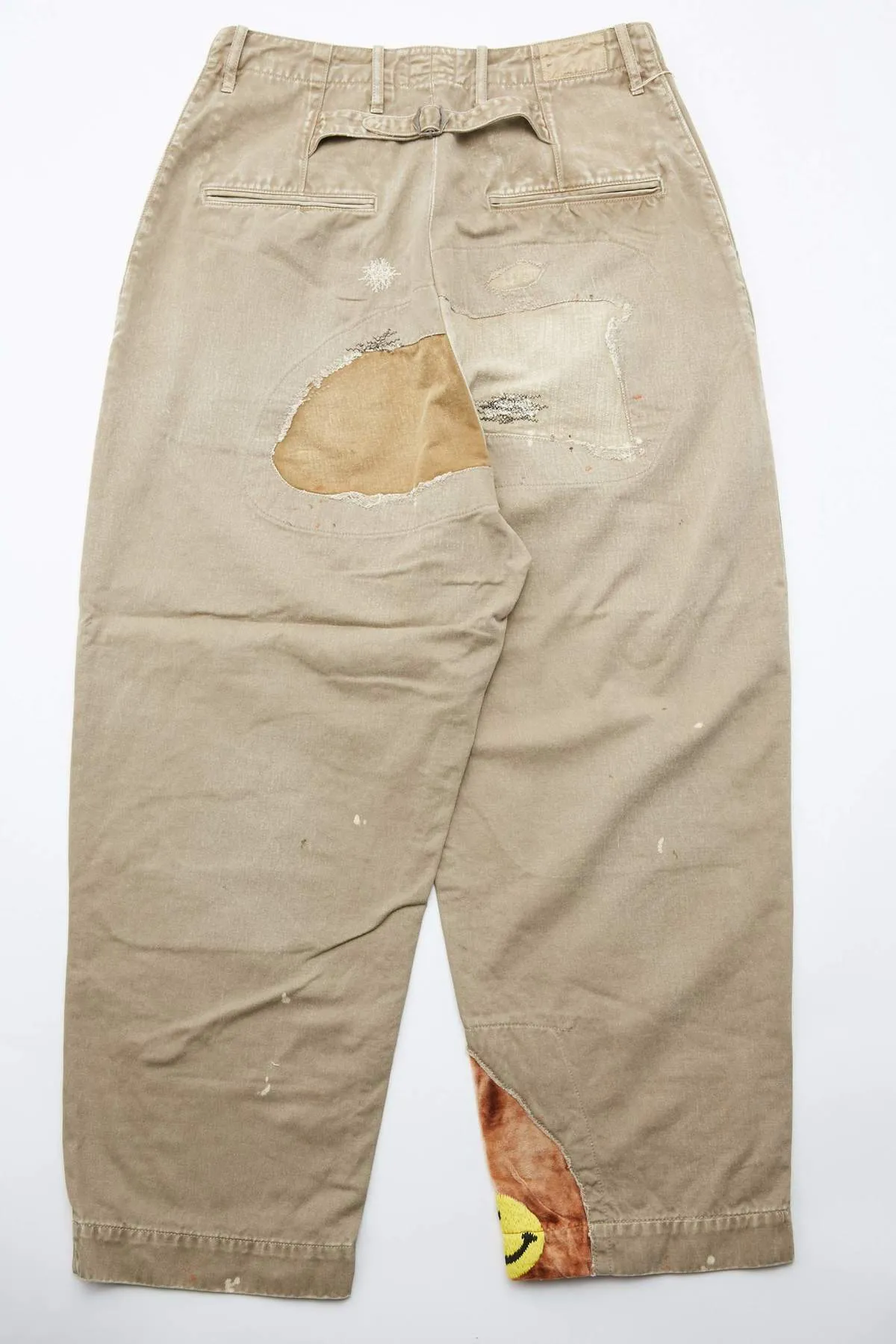 Katsuragi Lumber Jack Damaged High Waisted NIME Pants - Beige