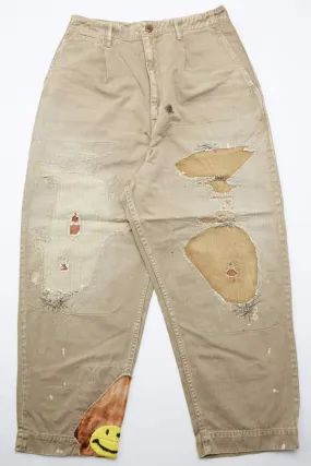 Katsuragi Lumber Jack Damaged High Waisted NIME Pants - Beige