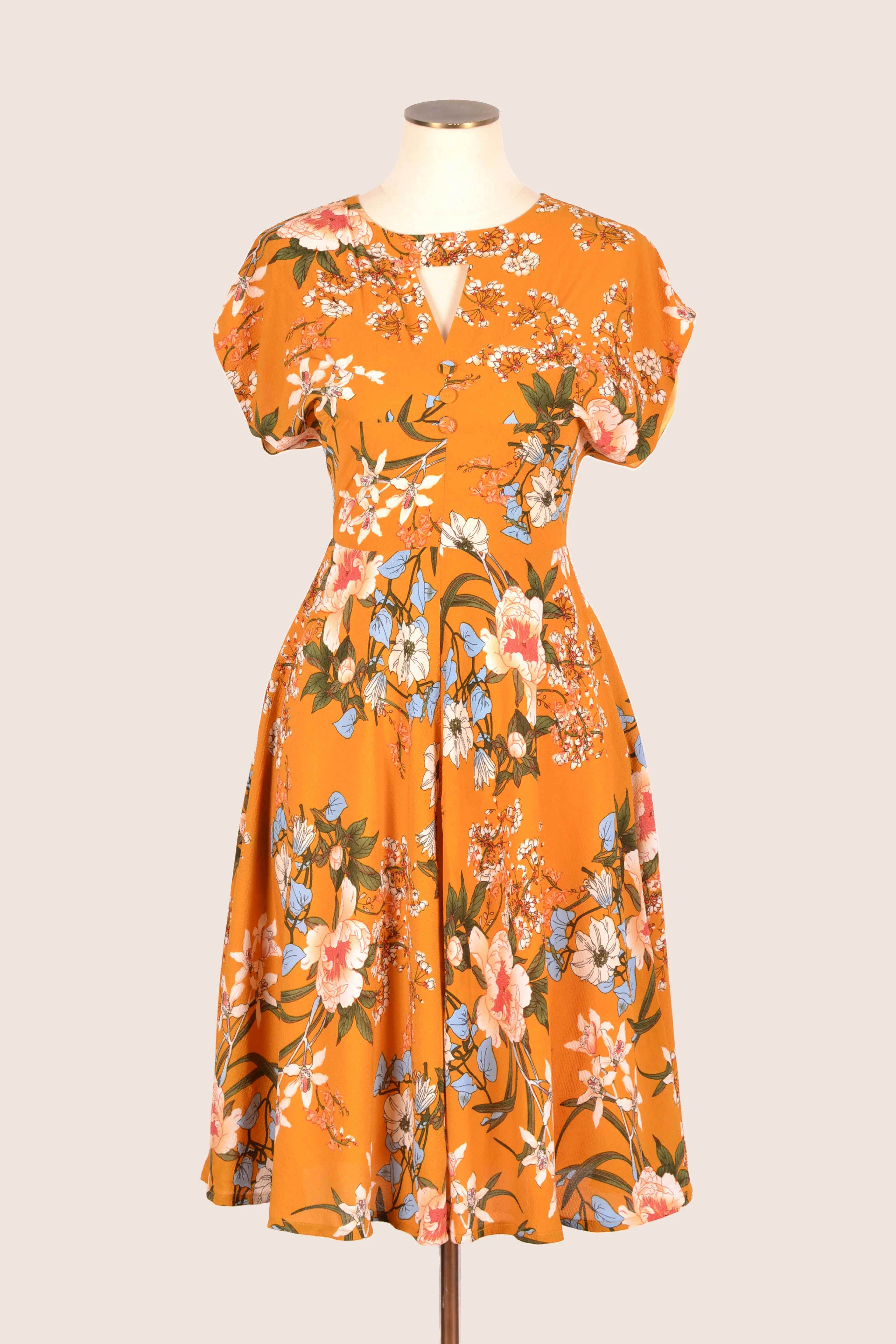 Kay Mustard & Cream Floral Dress