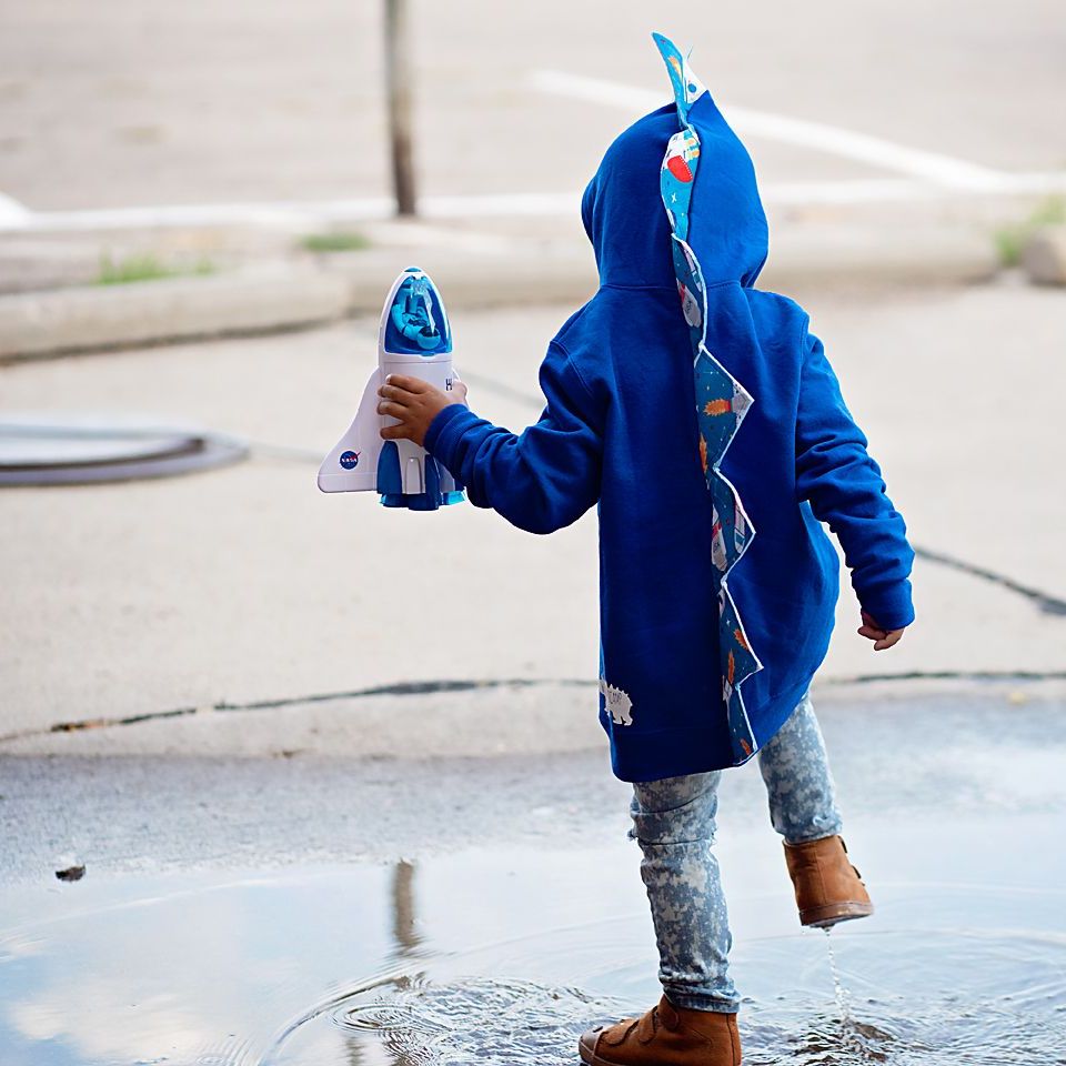 Kids Blue Space Dinosaur Hoodie - Rocket Rex