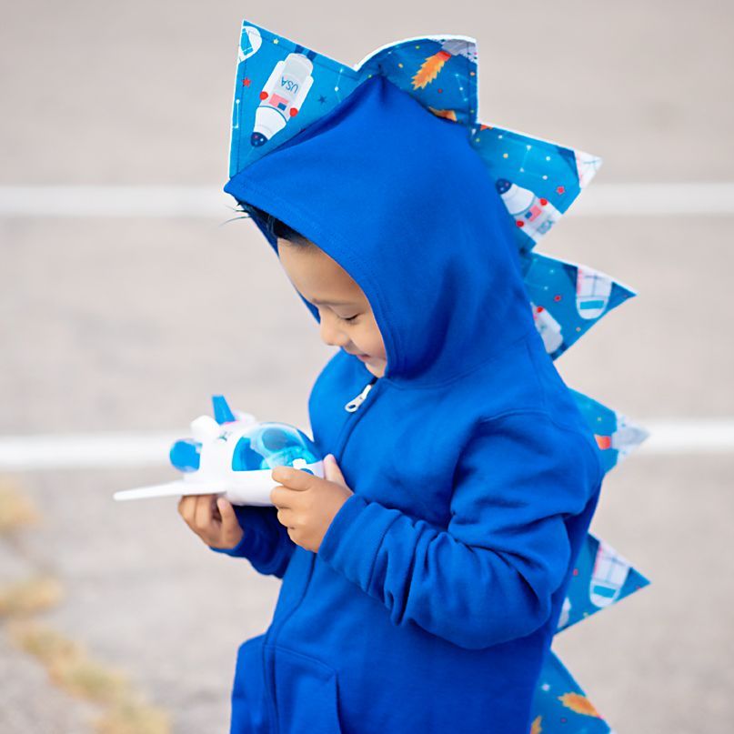 Kids Blue Space Dinosaur Hoodie - Rocket Rex