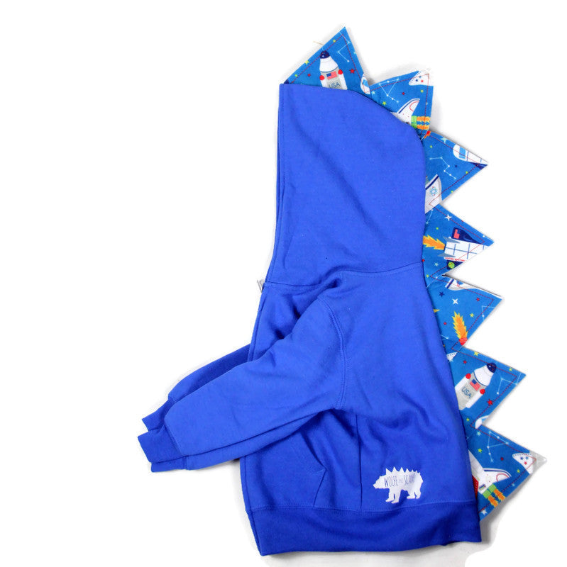 Kids Blue Space Dinosaur Hoodie - Rocket Rex