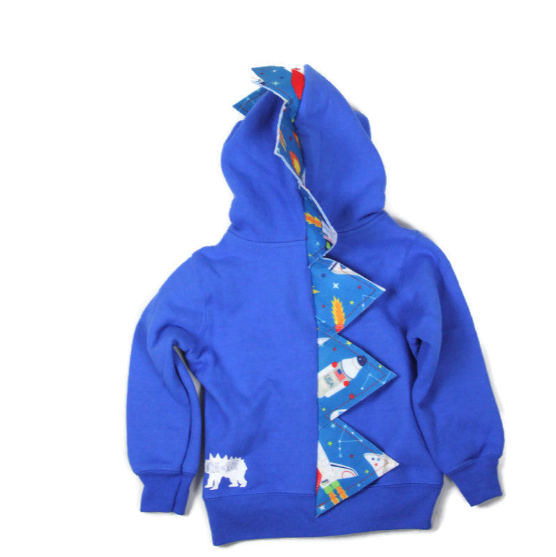 Kids Blue Space Dinosaur Hoodie - Rocket Rex