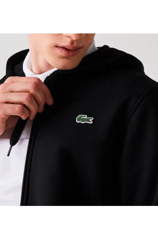 Lacoste Zip Logo Hoodie Black