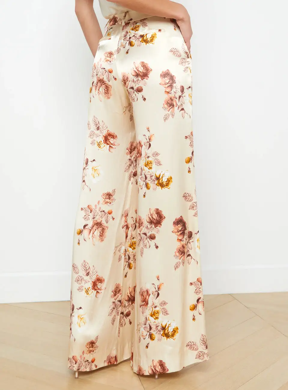 L’agence - Pilar Wide Leg Pant - Buff Multi Tonal Rose Floral