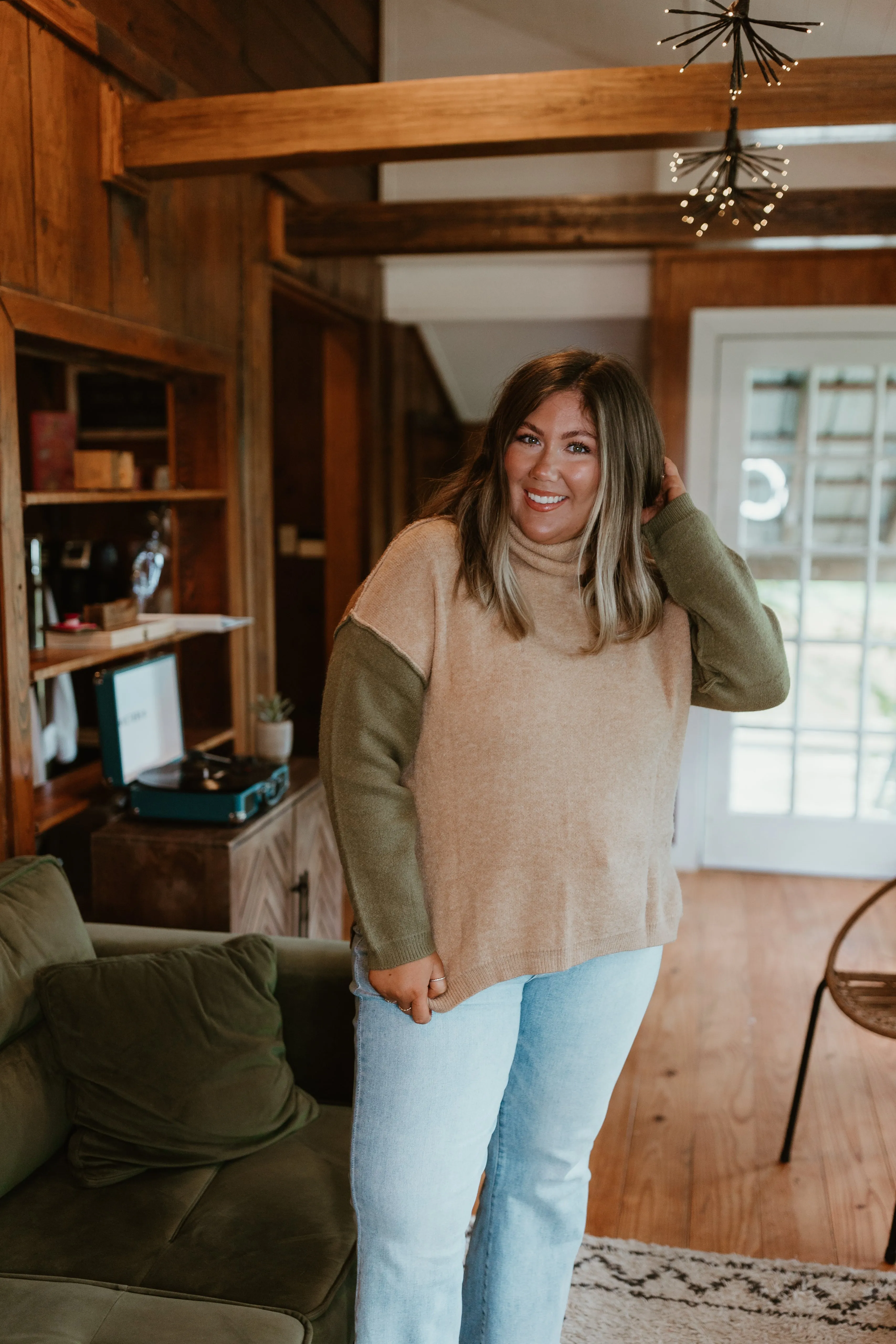 Latte/Olive/Mocha Turtleneck Oversized Sweater