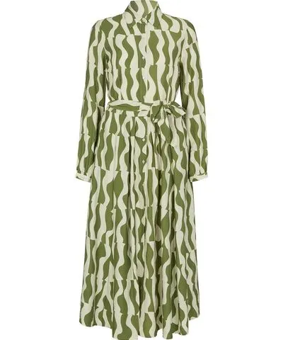 Lily and Lionel Women's Nora Button Down Abstract Print Midi Dress In Green