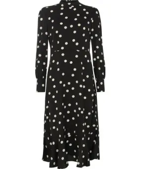 Lily and Lionel Women's Sophie Tiered Hem Polka Dot Print Midi Dress In Black