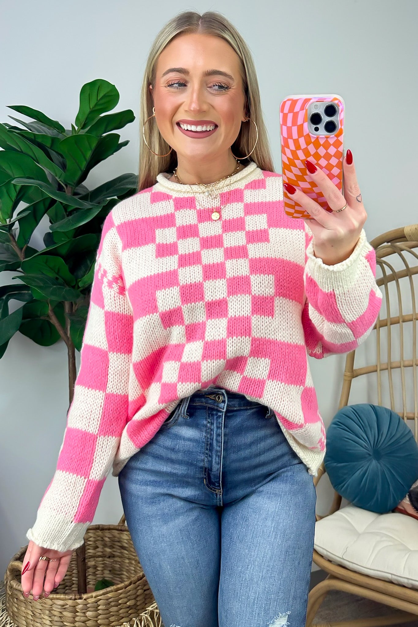 Livia Mixed Checkered Contrast Sweater - FINAL SALE