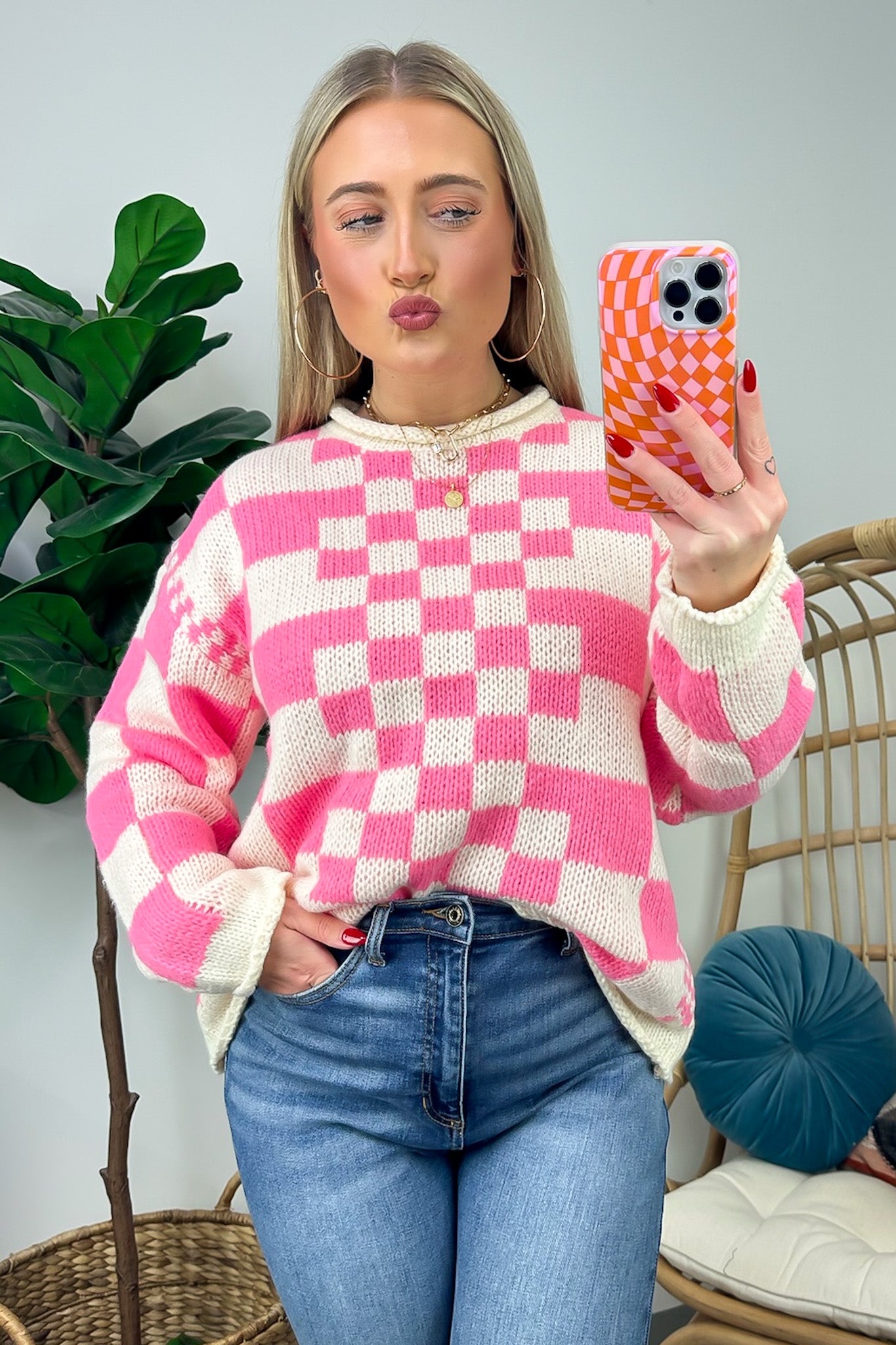 Livia Mixed Checkered Contrast Sweater - FINAL SALE