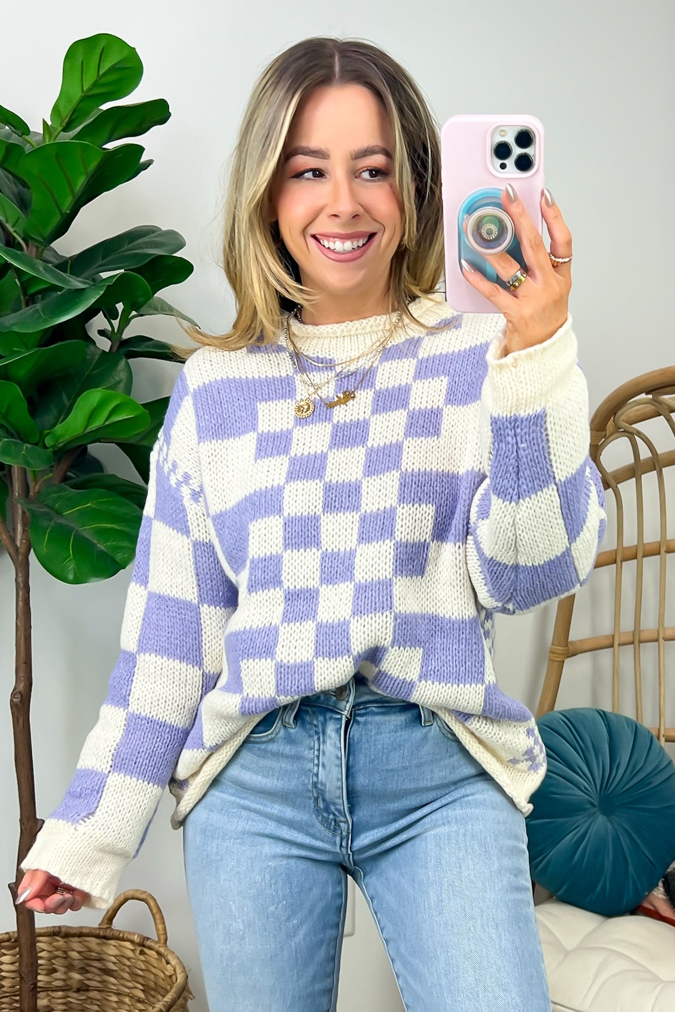 Livia Mixed Checkered Contrast Sweater - FINAL SALE