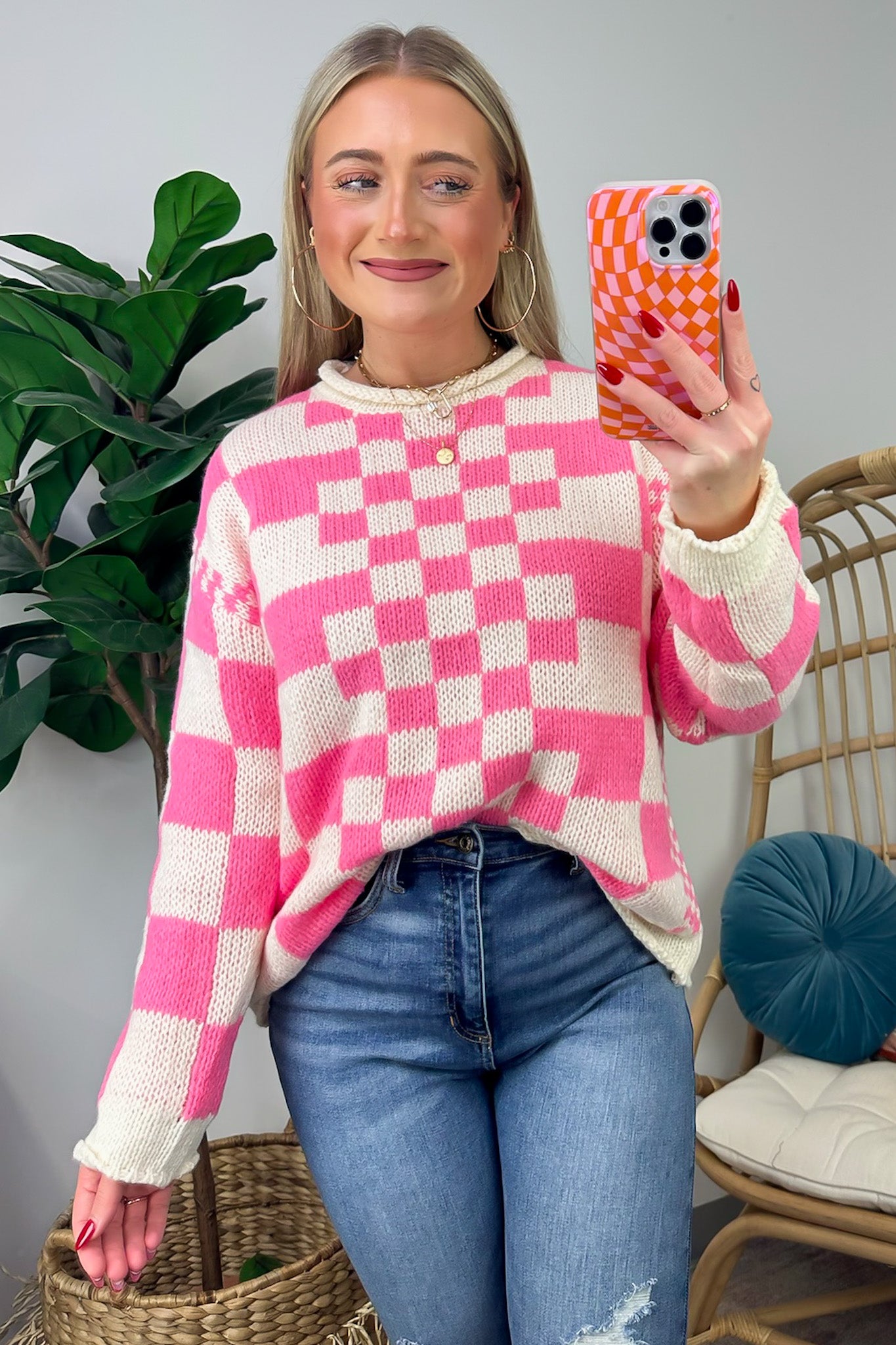 Livia Mixed Checkered Contrast Sweater - FINAL SALE