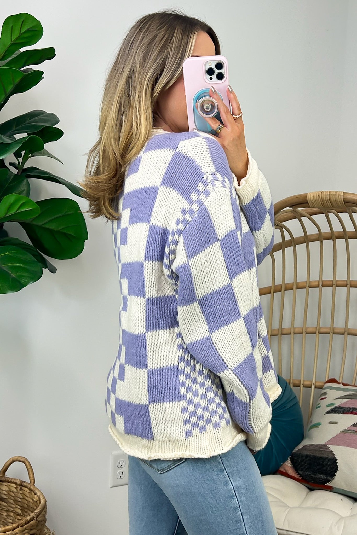 Livia Mixed Checkered Contrast Sweater - FINAL SALE