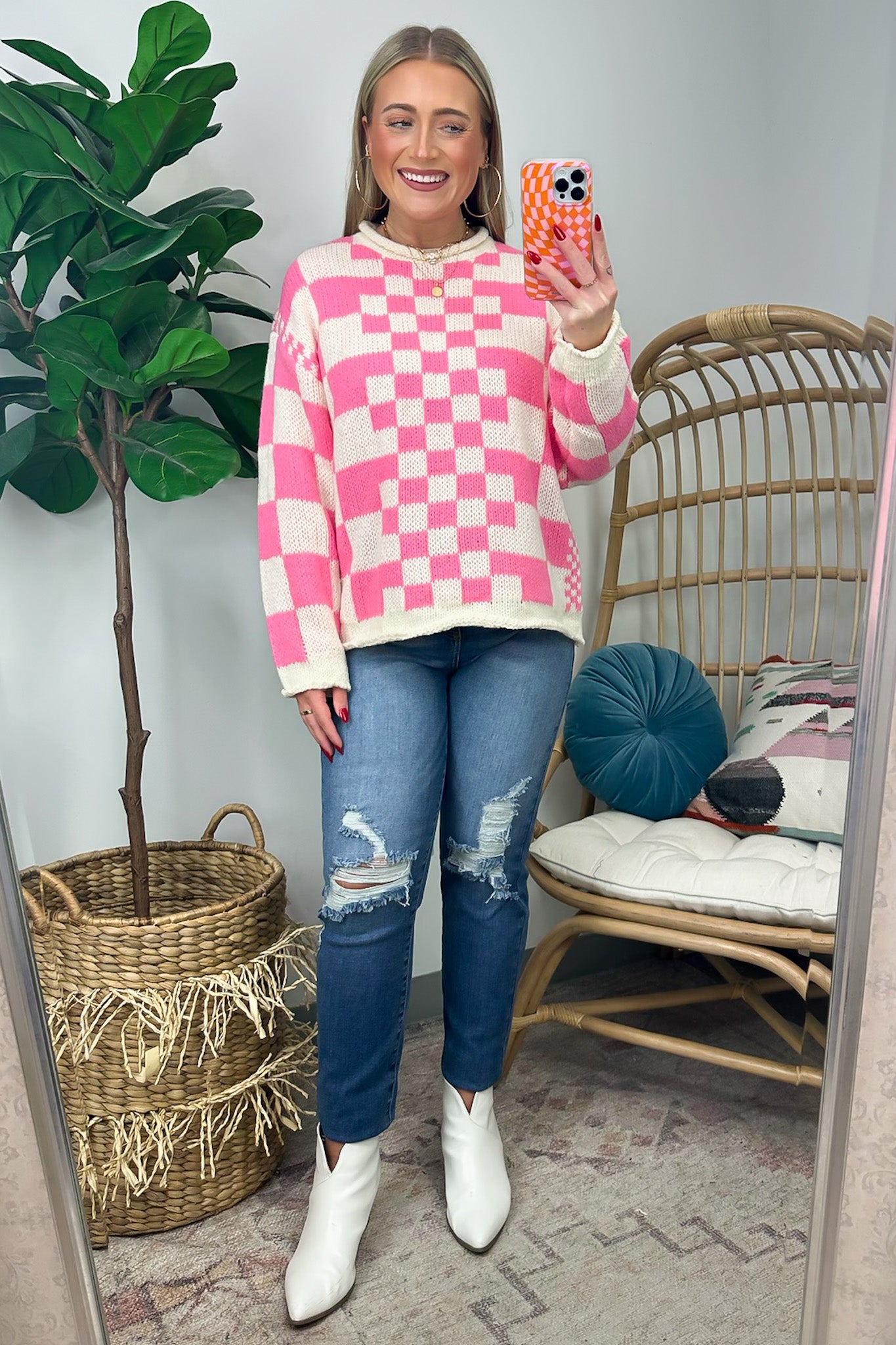 Livia Mixed Checkered Contrast Sweater - FINAL SALE