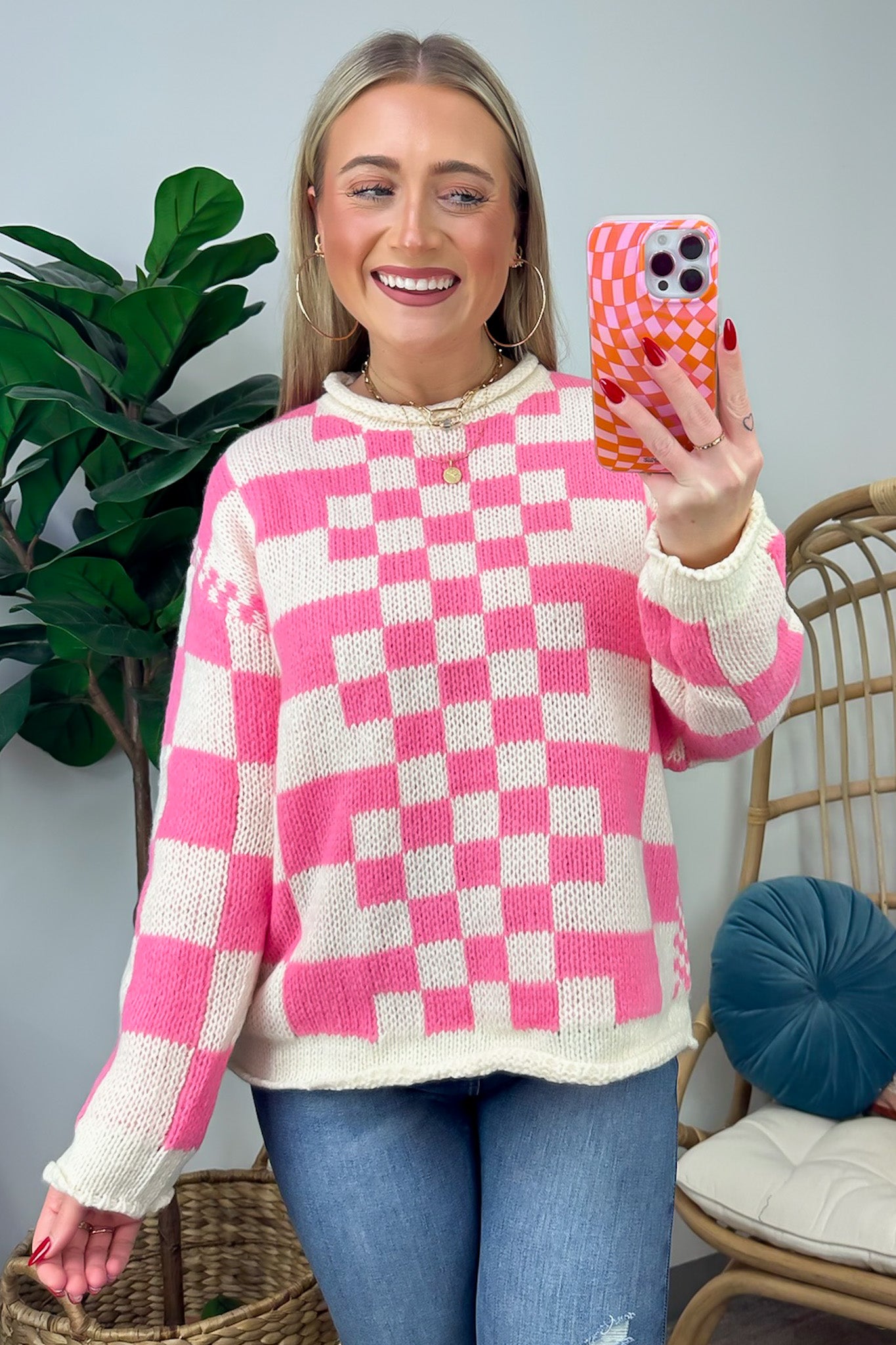 Livia Mixed Checkered Contrast Sweater - FINAL SALE