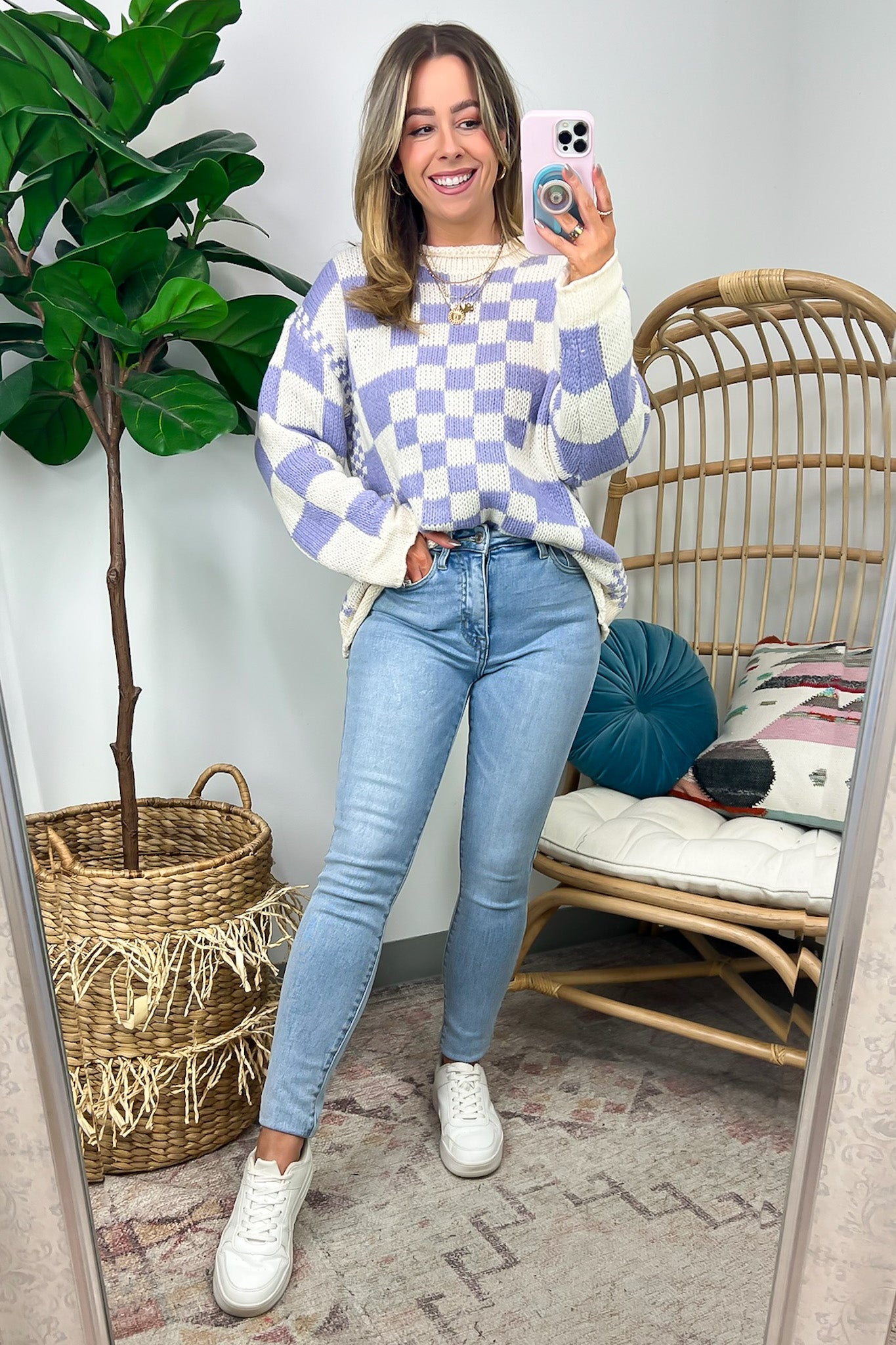 Livia Mixed Checkered Contrast Sweater - FINAL SALE