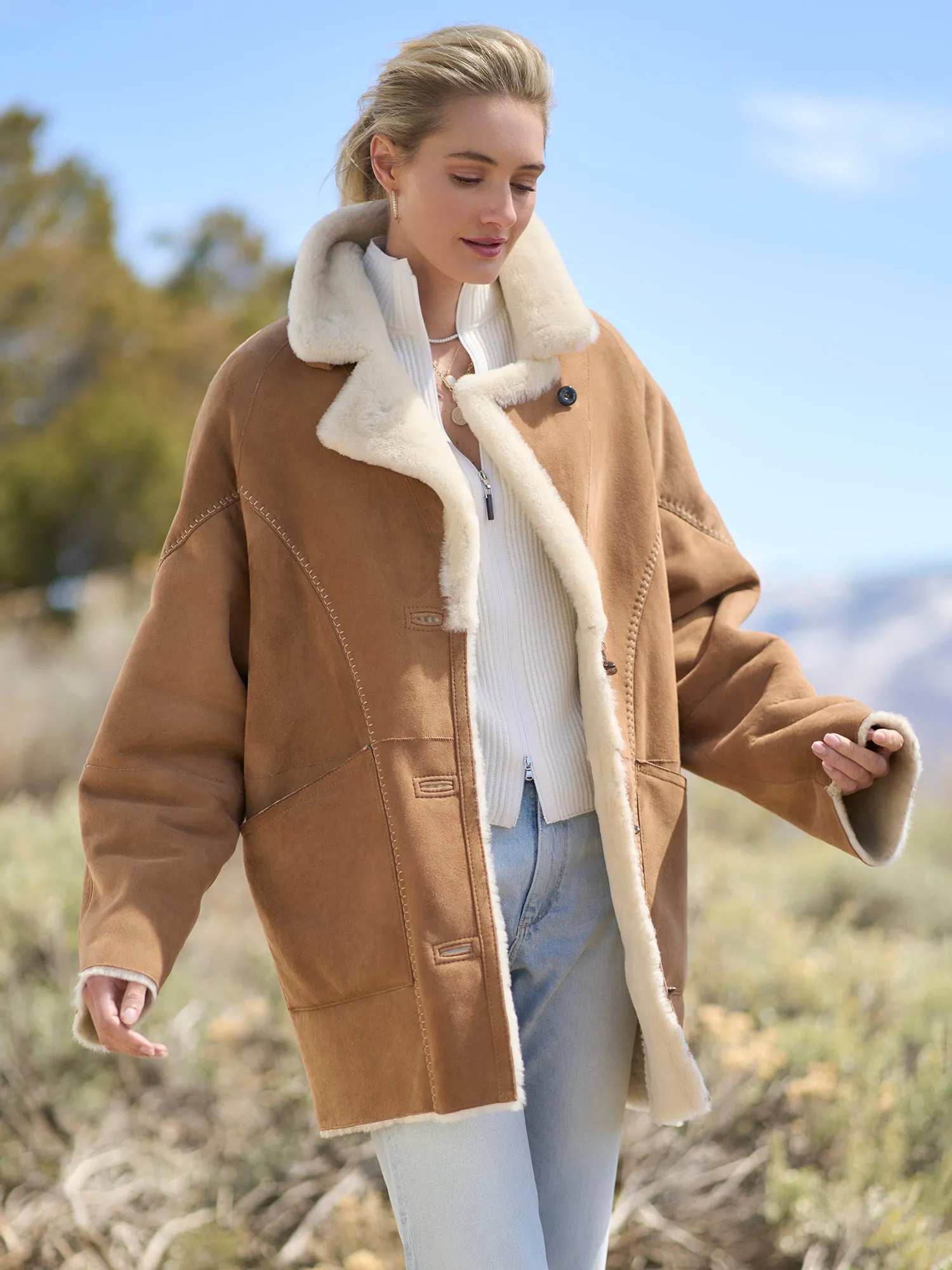 Manja Boyfriend Shearling Coat