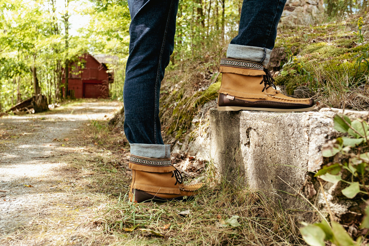 Men's Cork Brown Leather Moccasin Boots