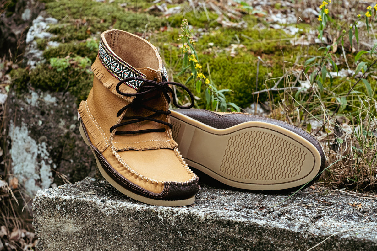 Men's Cork Brown Leather Moccasin Boots